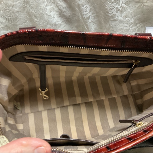 *FIRM* EXCELLENT BRAHMIN MINI ARNO PECAN ivory & ?  CROSSBODY / HANDBAG - Picture 7 of 11